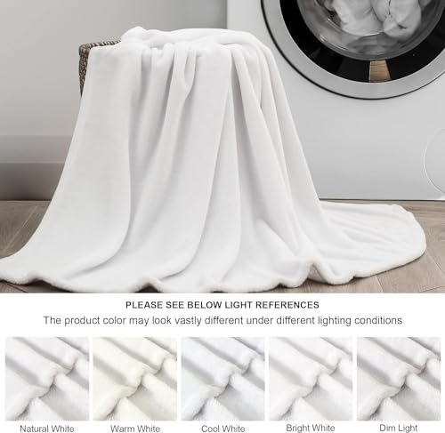 Image of BEDELITE Fleece Blanket White Throw Blanket for Couch & Bed, Luxury Plush Cozy Fuzzy Blanket 50 inch x 70 inch, Super Soft Warm Lightweight Fall Throw Blanket for Travel Camping