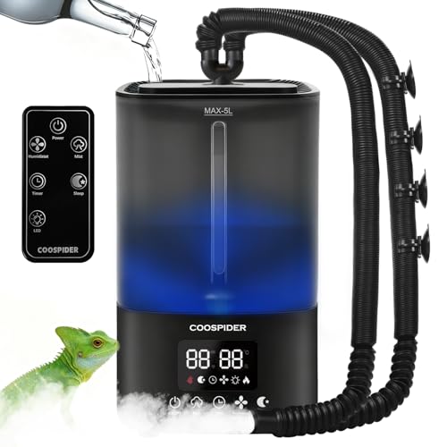 Coospider Reptile Fogger Terrariums Humidifier, Top Fill Cool Mist, Automatic...