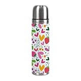 ColourLife Insulated Mug Stainless Steel Water Bottle Hearts Strawberries and Raspberries Vacuum Cup
