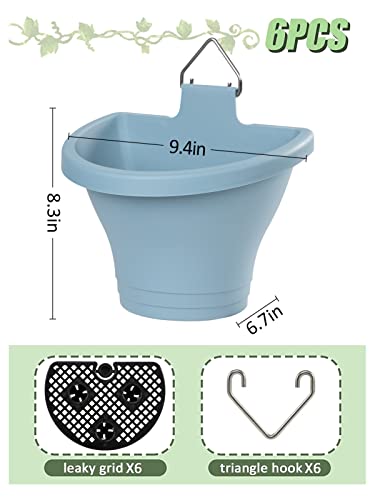 Madholly 6Pcs Hanging Vertical Planter- Plastic Wall Hanging Planter With Hooks Leaky Grid- Self Watering Hanging Pots For Indoor Outdoor Garden Fence Hanging Decorations (Blue) #TOP6