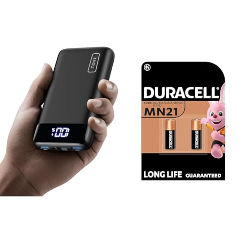 INIU Power Bank, 20000mAh Fast Charging Portable Charger, 22.5W Powerbank with USB C Input & Output & DURACELL MN21 (2 Pack) specialty alkaline battery 12V (A23 / 23A / V23GA / LRV08 / 8LR932)