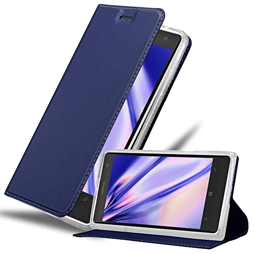 Cadorabo Hülle kompatibel mit Nokia Lumia 1020 aus Premium Kunst Leder Flip Klappbare Stoßfeste Magnetische [Standfunktion] [Kartenfächern] Cover Hülle für Nokia Lumia 1020 Tasche in Blau