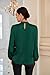 Women 2024 Fall Fashion Blouses Tops Casual Long Lantern Sleeve Satin Slim Fit Shirts Dark Green S