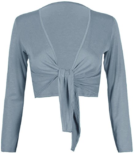 Chaqueta corta de mujer para cubrir hombros torera gris claro con lazo ajustable