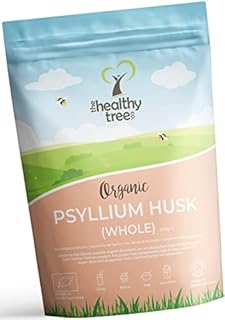 Organic Psyllium Husk (Whole) by TheHealthyTree Company - High Fibre Prebiotic - Vegan, Gluten Free Pure Organic Psyllium Husks (500g)