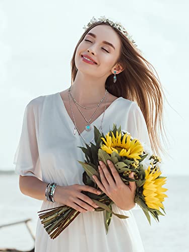 image for Inbagi 3 Pcs Western Jewelry for Women Bohemian Set, Boho Pendant Long