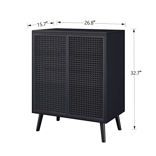 Jzxshd Buffet Cabinet, Metal Rattan Sideboard Buffet Cabinet Kitchen Storage Cabinet Accent Cabinet Modern Buffet Sideboard Cabinet 2 Doors For Kitchen Room Living Room Hallway, Black #TOP1