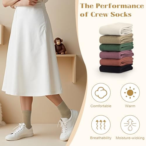 Image of Justay Crew Socks for Women - Soft Knit Boot Calf Comfortable Cute Dress Cotton Socks Gifts