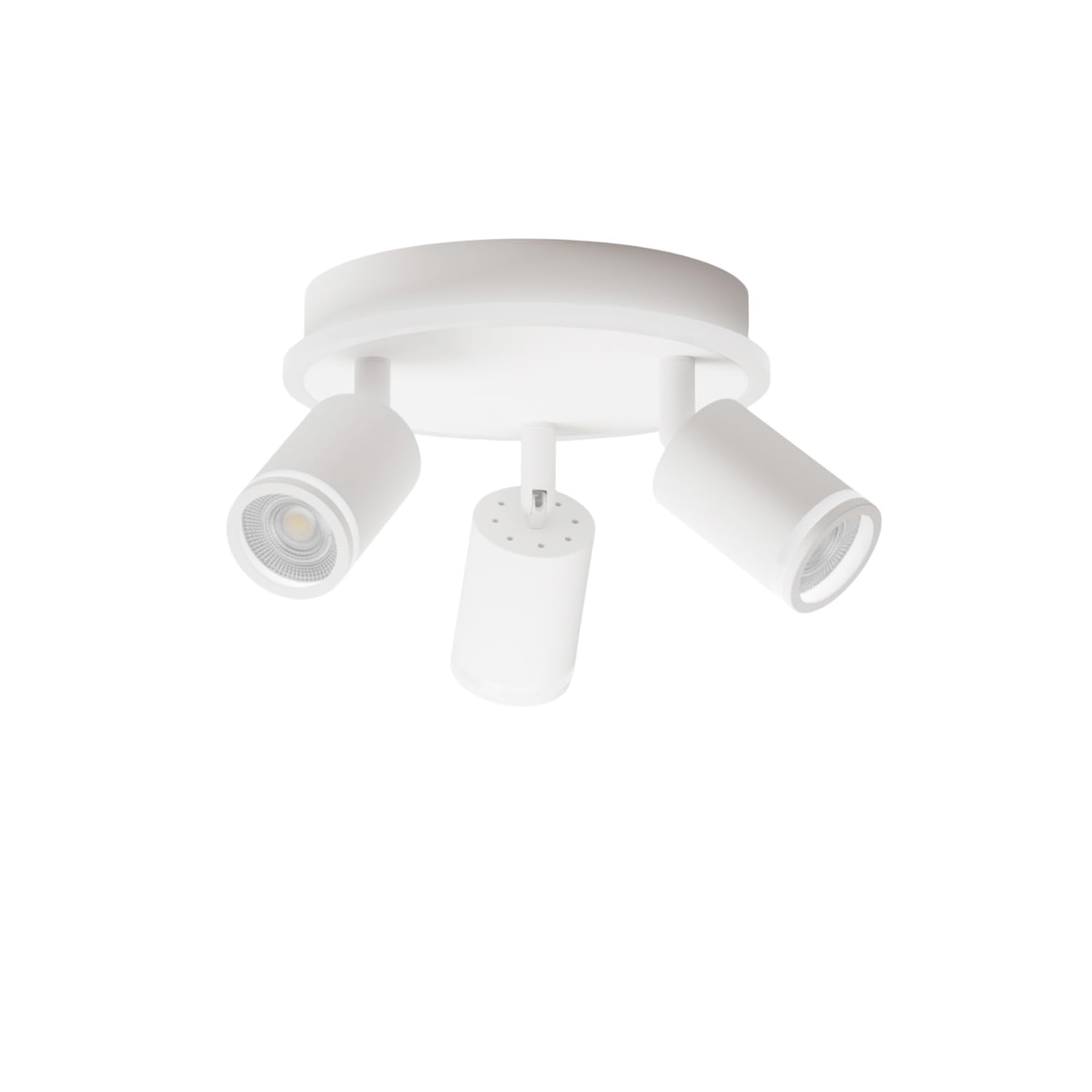 LVWIT LED Ceiling Light 3 Spotlights, White GU10 Ceiling Light, Round Base with Integrated Light Bar