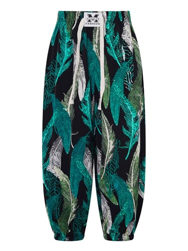 JEATHA Kids Boys Girls Bloomers Pants Pull On Joggers Lightweight Drawstring Trousers with Fashion Printed