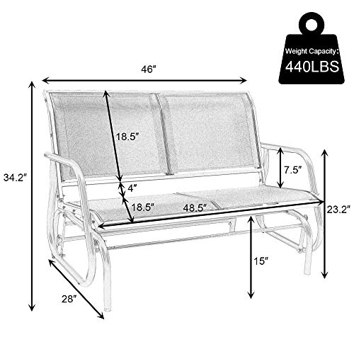 image for LUCKYERMORE Outdoor Patio Swing Glider Bench-Loveseat Mesh Seating and