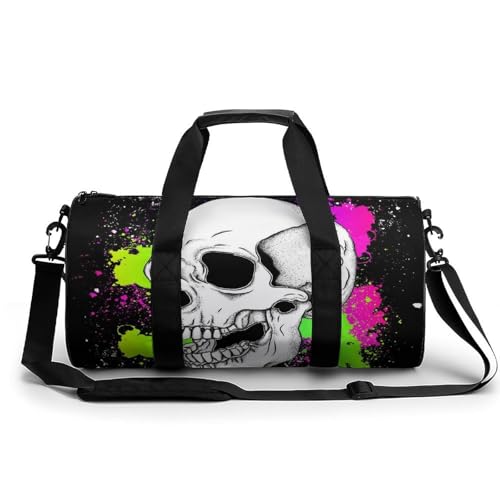 Duffel bag crâne blanc avec bandoulière pour voyage et camping