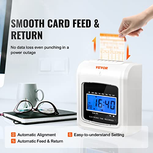Vevor Punch Time Clock, Time Tracker Machine For Employees Of Small Business, 6 Punches Per Day, Time Clock Punch Machine Includes 2 Time Cards, 1 Ink Ribbon And 2 Security Keys #TOP2
