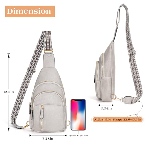 Image of SUOSDEY Sling Bags for Women Crossbody Leather Sling Backpack Chest Bag Shoulder Bags for Casual Traveling Hiking Cycling