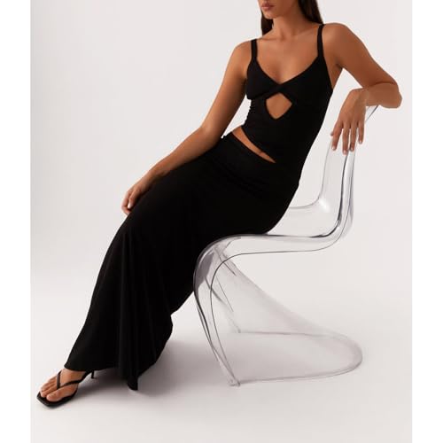 Image of Women Sexy Maxi Dress Cut Out V Neck Spaghetti Straps Bodycon Long Dress Summer Party Cocktail Wear
