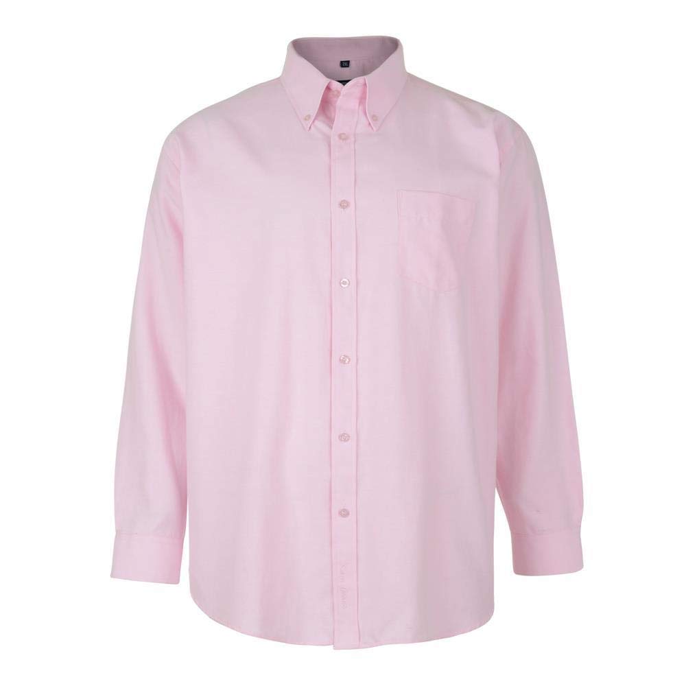 Brooklyn Clothing Men's Pink Kam Plus Size L/S Oxford Shirt In In 6XL