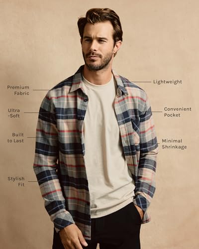 INTO The AM Long Sleeve Flannel Shirts for Men S-4XL Casual Button Down Regular Fit Plaid Shirt3