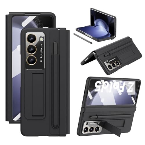 Étui Samsung Galaxy Z Fold 7 noir pour regarder vos vidéos avec support et rabat en cuir