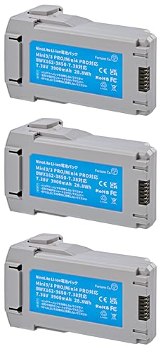 NinoLite �o�b�e���[�R�Z�b�g�ADJI Mini 4 Pro / 3 Pro / 3 �p�A3900mAh���e�ʁABWX162-2453-7.38 / 162-3850-7.38 / 140-2590-7.32 �C���e���W�F���g �t���C�g�o�b�e���[ 