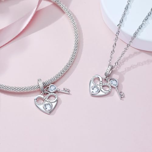 Birthstone Charm for Charm Bracelet, 925 Sterling Silver Infinity Love Heart Dangle Charm for Bracelet and Necklace, Birthday Mother's day Christmas Jewelry Gifts for Women2