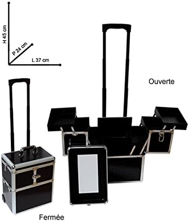 Make-up suitcase trolley black crocodile PM Parisax 6 Months Guarantee (E)