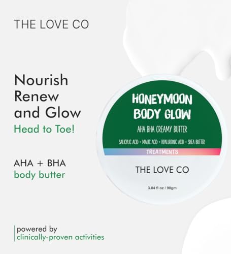 Image of THE LOVE CO 02% Salicylic Acid Body Wash +10% AHA + 2% BHA Body Butter - Body & Back Acne | Prevents Dry, Rough, Bumpy, and Strawberry Skin | Deep Cleanses Skin - Combo Pack of 2