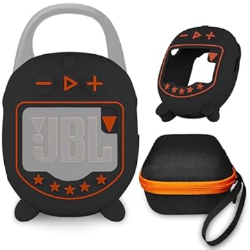 JCHPINE Capa rígida e capa de silicone para JBL Clip 5 Acessórios de alto-falante Bluetooth ultra portátil, capa de silicone macio para alto-falante JBL Clip 5 (Preto)