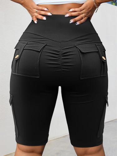 Flamingals Biker Capris Leggings for Women High Waist Cargo Athletic Capris Butt Lifting Workout Yoga Leggings4