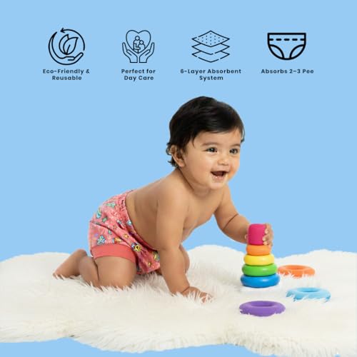 Image of Reusable Padded Underwear 6-12 Months | Leak Safe Absorbent Protection Training Pants | 6 Layer Breathable Cotton Briefs (Pack of 4) Multicolour