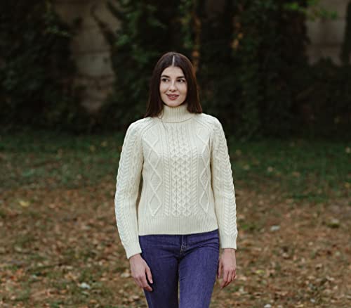 Image of SAOL Women's Wool Sweater Irish Cable Knit Jumper Made in Ireland