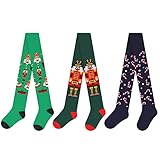 L&K-II 3er Jungen Strumpfhose Baby Jungen Kinder Strickstrumpfhose mit Nussknacker Figur Weihnachtszuckerstangen und Weihnachtsgeschenke Mustern mehrfarbig 2718 98-104