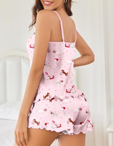 Image of Ekouaer Womens Cami Pajama Set Cute Printed Camisole Shorts Sleepwear