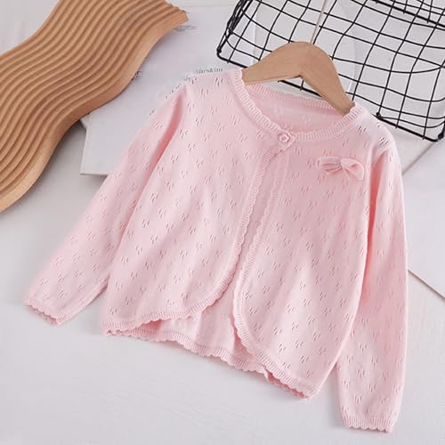Girls Bolero Knitted Cardigan Kids Long Sleeve Solid Colour Crew Neck Dress Cover Up2