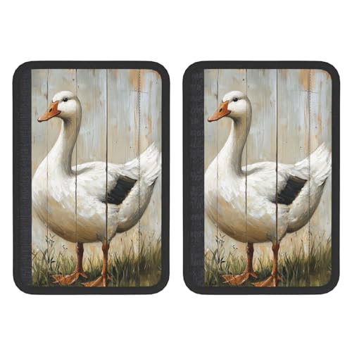 White Duck Standing On Grass Car Seat Belt Cover 2 Pack Seatbelt Strap Shoulder Pad Protector Universal Comfort for Car