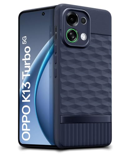 Image of WOW IMAGINE Back Cover for Oppo K13 Turbo 5G | K13 Turbo Pro 5G with Hexa Cube Design | Soft Rubberised Case | Inner Velvet Fabric | Matte Silicone Flexible Mobile Case | Camera Protection - Blue