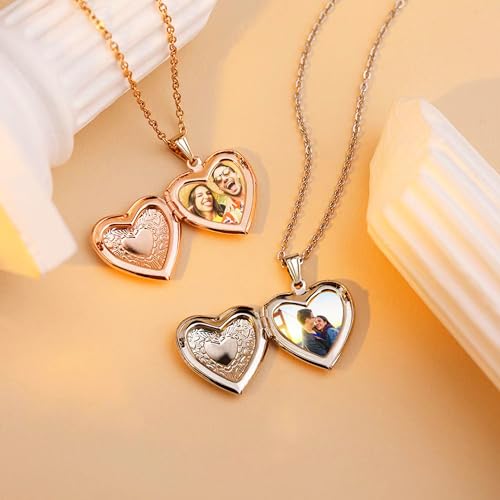 Hutou BZL-ZM26-G-A Locket Necklace Holds Pictures Alphabet Initial Letter Love Heart Lockets 18K Gold Plated Photo Memory Locket Necklaces Gold A thumb #6