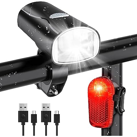 LED Fahrradlicht Set, STVZO Zugelassen Fahrradbeleuchtung Fahrradlampe Wasserdicht und USB-Aufladung Fahrrad Licht Bike Light Cover
