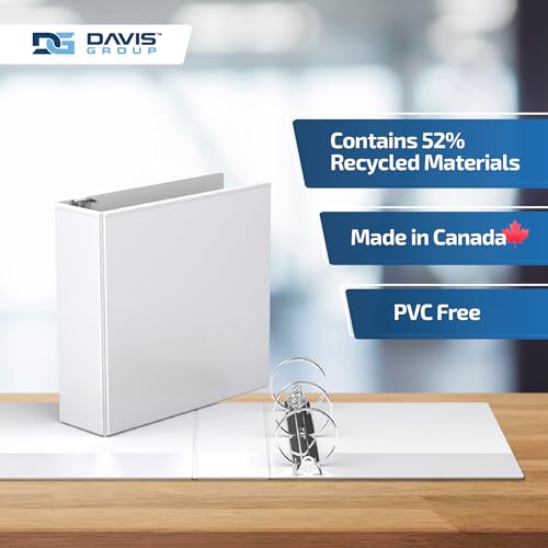 Image of Easyview 3-Ring Binder, Clear-View Cover, 3 inch Round Rings, White, 6 Pack | Heavy-duty binder, fits 8.5 inch x 11 inch paper, customizable cover, made in Canada, ideal for school or office use