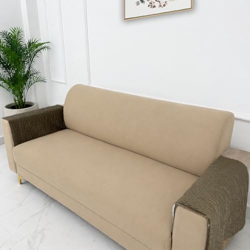Image of Homerz Premium Petal Charm Sofa Cover | Embossed Floral Pattern | Soft Touch, Anti-Dust & Easy Wash Fabric Cloth, Washable and Durable (Brown, 2 Pc Armrest, Armrest)