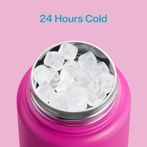 Image of ENCOOL Insulated Water Bottle with Straw Stainless Steel Water Bottle, Leak-Proof, BPA-Free, Double Wall Vacuum Keeps Cold for 24 Hours for Sports, Travel, School (32 oz, Light Crimson)