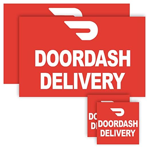 UPGRADED Doordash Car Magnets Door Signs And Stickers for Delivery Drivers (Set of 4) 11×7 and 4×4 (Red Background DD)