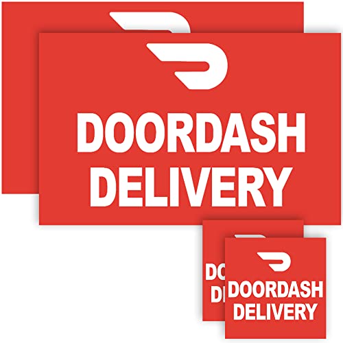 Image of UPGRADED Doordash Car Magnets Door Signs And Stickers for Delivery Drivers (Set of 4) 11x7 and 4x4 (Red Background DD)