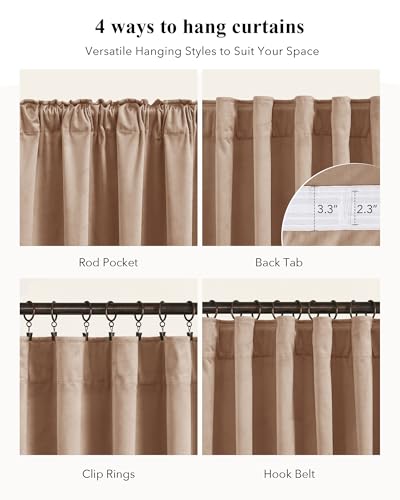 Image of Blush Beige Velvet Curtains for Nursery Girls Room, W52xL100, 2 Pcs | Super Soft Velvet, Privacy Window Drapes, Elegant Home Decoration for Living Dining Room, Office, Living Room, Bedroom