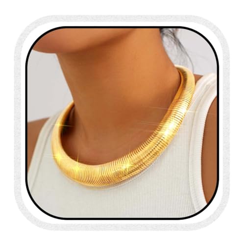 Gold Chunky Choker Necklace Thick Statement Chain Necklaces for Women