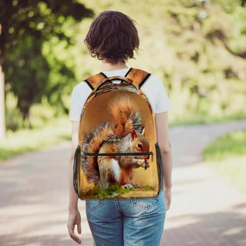 Sac à dos d'école peinture écureuil multicolore grand compartiment - 6