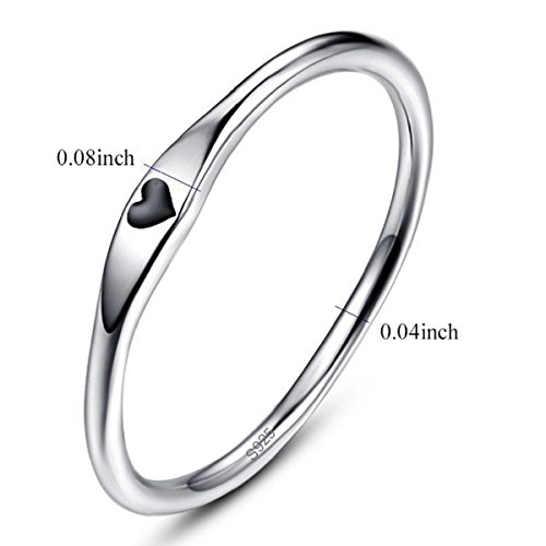 Avecon 925 Sterling Silver Simple Carve Heart Wedding Band Stackable Promise Ring For Her Size 6 #TOP1