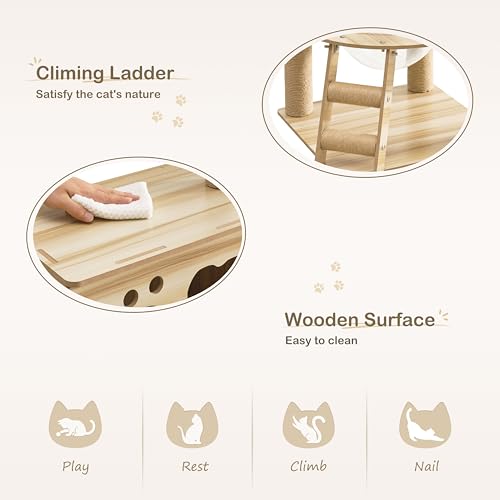 Torre para gato grande de madera 52 pulgadas miniatura 5