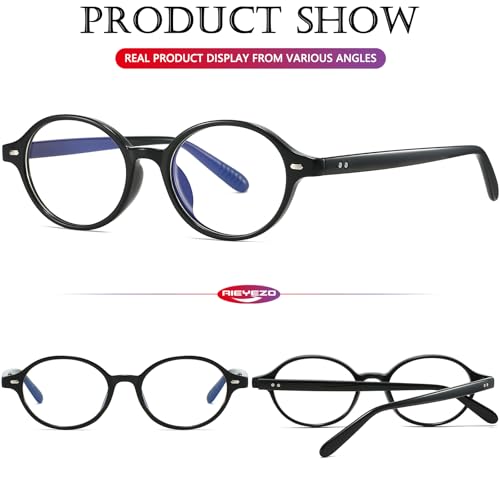 Image of AIEYEZO Retro Round Blue Light Glasses for Men Women Fashion 90s Vintage Trendy Oval Round Frame Nerd Glasses