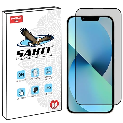 Image of UniqueMe Sakit Military-Grade Privacy Tempered Glass Screen Protector for iPhone 13 /13 Pro / 14 / 16e with Edge to Edge Coverage I Case Friendly, 9H Hardness and Bubble free installation kit