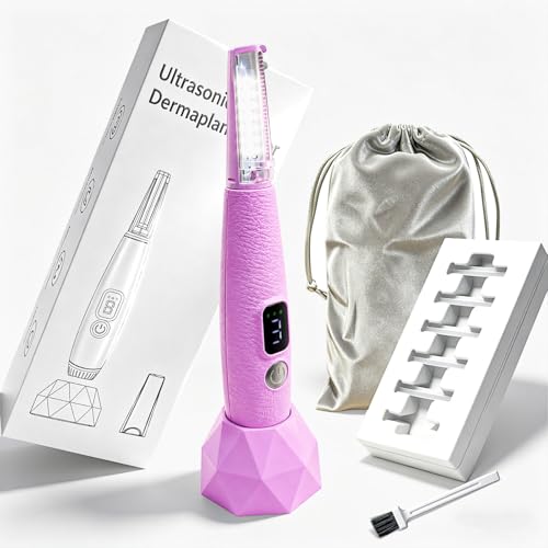 Sonic Dermaplaning Tool,Sonic Dermaplane Razor for Women Face, Painless Electric Facial Exfoliation & Peach Fuzz Hair Removal with LED Light, 3 Speeds, Non-Irritating, 12 Dermaplaning Blades image 4